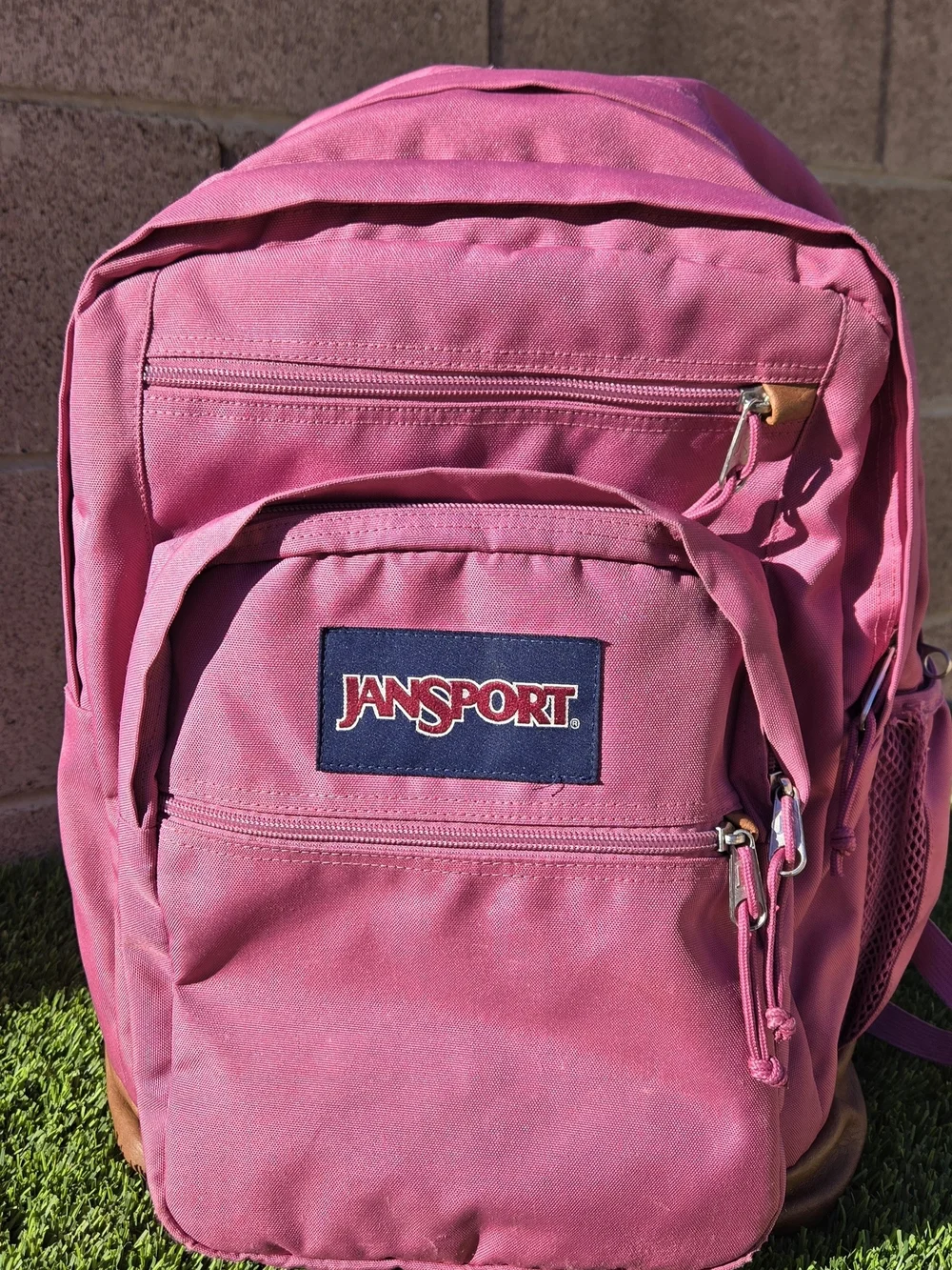 Jansport Rose Pink Travel Backpack with Brown Trim